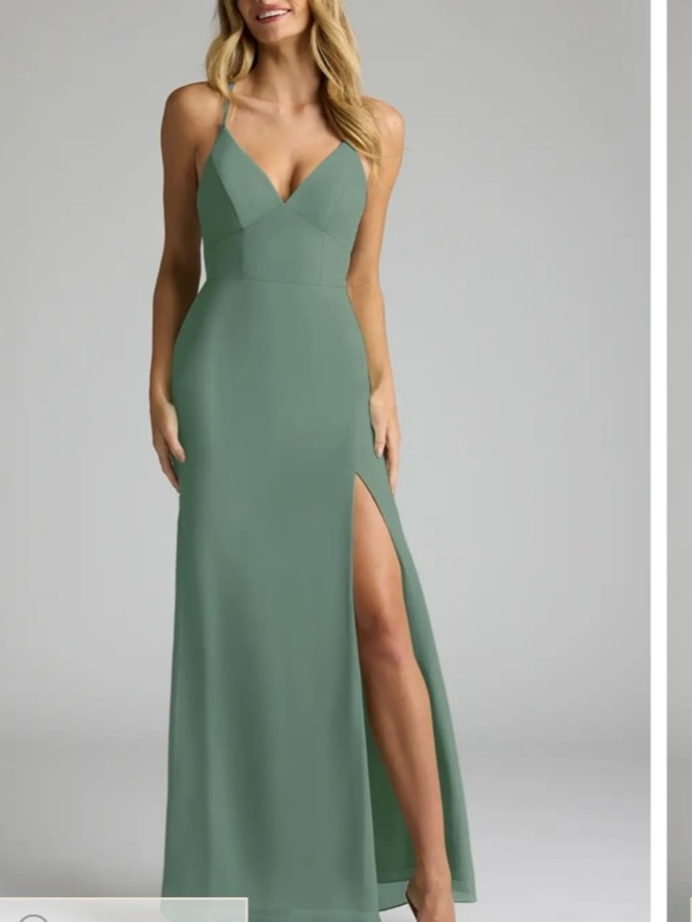 Azazie Becca Eucalyptus Maxi Dress with Slit